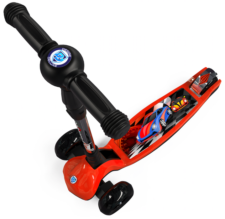Desire Deluxe - Wheel Kids Kick Scooter Foldable Design Micro LED Light Up 3 Wheels For Children Age 5 - 9 Y