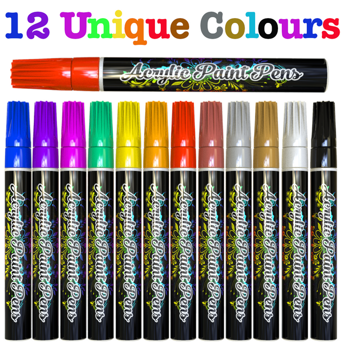 Desire Deluxe - Acrylic Paint Pens Waterproof Kit Markers Reversible Round & Chisel Tip