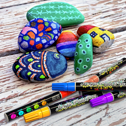 Desire Deluxe - Acrylic Paint Pens Waterproof Kit Markers Reversible Round & Chisel Tip