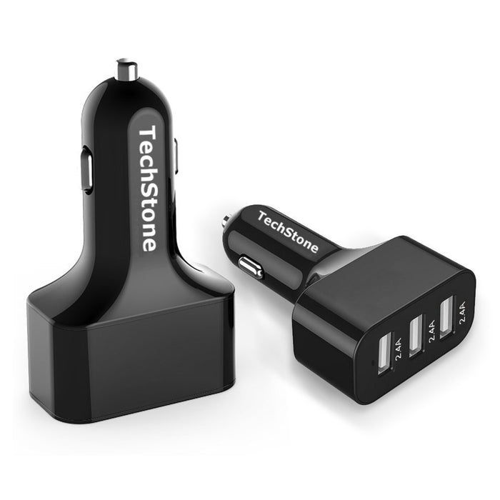 TechStone - Car Charger 3 USB Port 7.2A/36W Smart Sense IC Adapts to All Device Default Charger Rate.