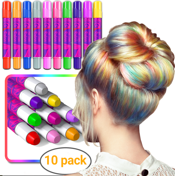 Desire Deluxe  - Girls Gifts Hair Chalk 10 Temporary Non-Toxic Easy Washable Hair Dye Colourful Pens