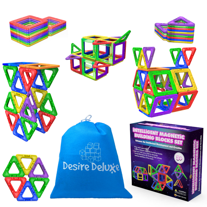 Desire Deluxe - Magnetic Building Blocks 30pc Construction Set for Kids Game STEM Creativity Educational Magnets Toy