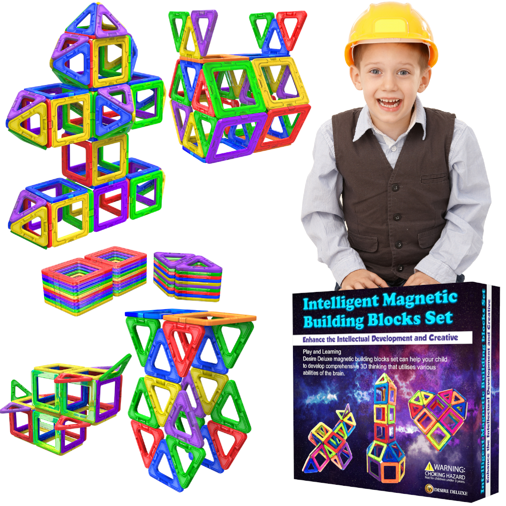 Desire Deluxe - Magnetic Building Blocks 40pc Construction Set for Kids Game STEM Creativity Educational Magnets Toy