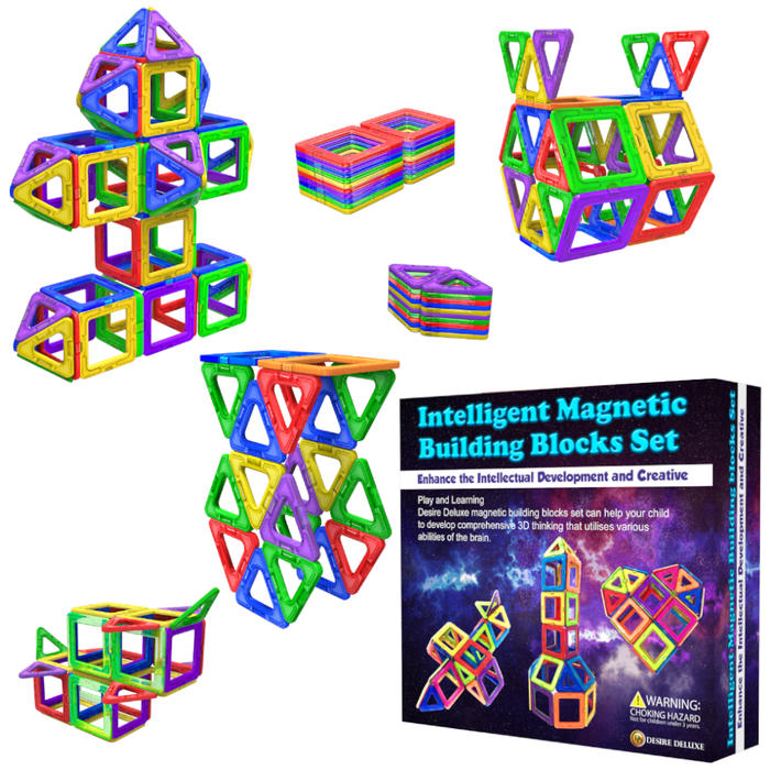 Desire Deluxe - Magnetic Building Blocks 40pc Construction Set for Kids Game STEM Creativity Educational Magnets Toy