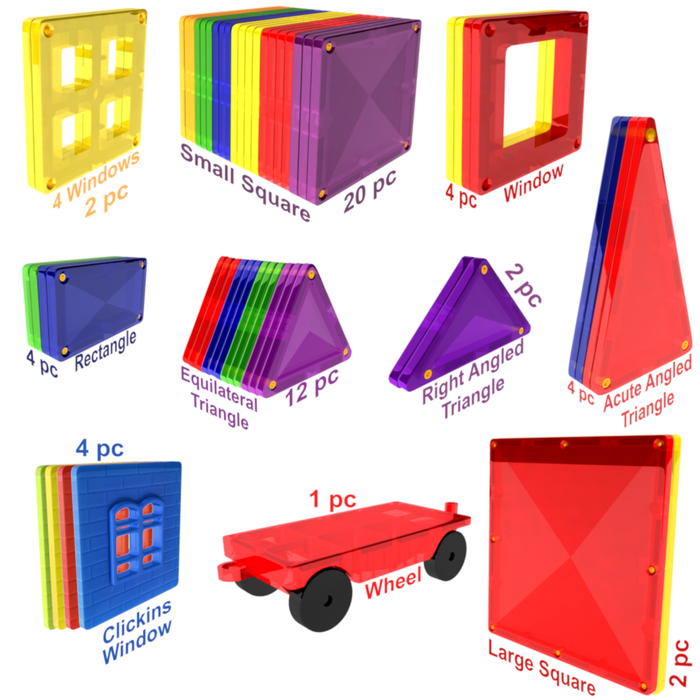 Desire Deluxe - Magnetic Building Blocks Tiles Set Educational Construction Kids Toys for Boys Girls 57 pc