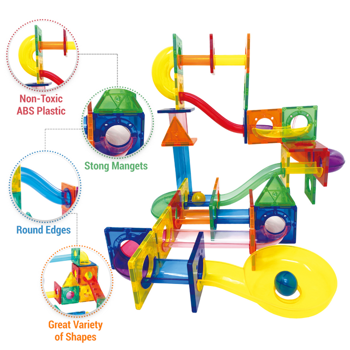Desire Deluxe - Marble Run Ball Magnetic Building Blocks Kids Montessori Toys – Construction Tiles for Boys & Girls 3–8-Year-Old – Great Birthday