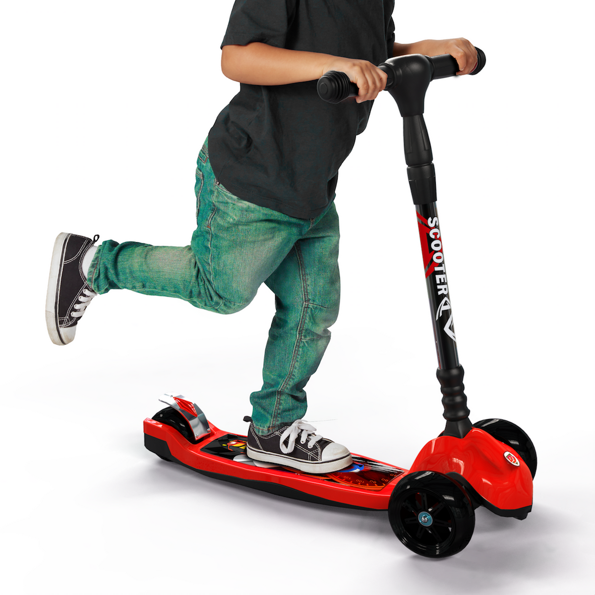 Desire Deluxe - Wheel Kids Kick Scooter Foldable Design Micro LED Light Up 3 Wheels For Children Age 5 - 9 Y