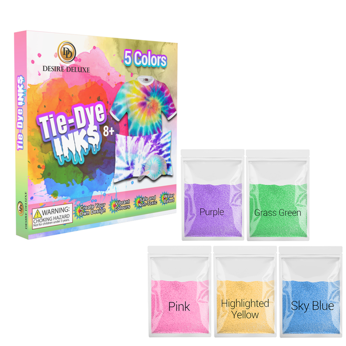 Desire Deluxe - Set of 5 Colours Ink for Tie Dye ( Replacement Inks)