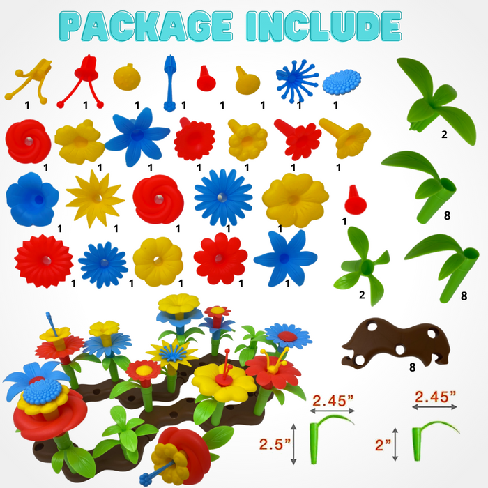Desire Deluxe - Flower Build A Garden Toy Building Blocks Set for Baby, Children - Indoor & Outdoor Floral Arrangement for Kids 54pc